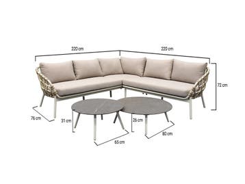 Montreal hoekbank loungeset 4 delig taupe rope, Ophalen of Verzenden, Nieuw