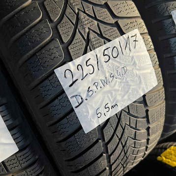 2 x Dunlop SP Winter Sport 4D 225-50-17 Winterbanden 5,5mm, Gebruikt, 17 inch, Band(en), Personenwagen