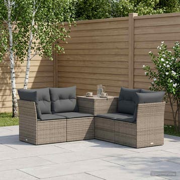 vidaXL Bankstel 5 st Grijs en Donkergrijs Poly Rattan en, Verzenden, Nieuw
