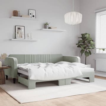 vidaXL Slaapbank met onderschuifbed 90x200 cm fluweel, 90 cm, Eenpersoons, Verzenden, Nieuw