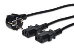 Netsnoer Schuko Duo Splitter 1 Meter - IEC320 C13, Ophalen of Verzenden, Nieuw