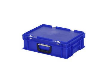 Koffer - 400 x 300 x H 133 mm - blauw - stapelbak met deksel, Ophalen of Verzenden, Nieuw