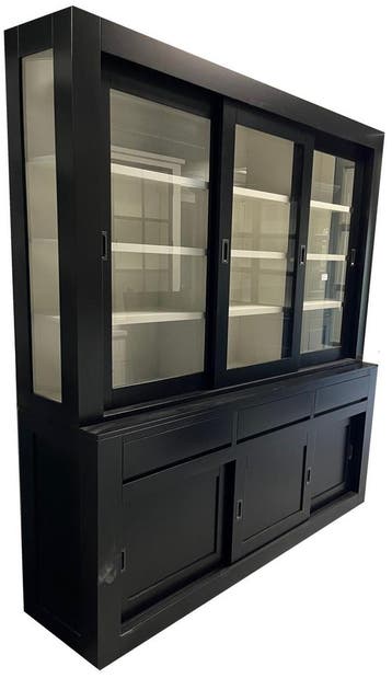 Buffetkast zwart Enschede 200cm zijkanten glas, Ophalen of Verzenden, Nieuw
