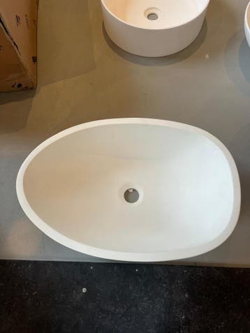 Witte waskom 58x38 cm – eivormig design, 15 cm hoog, Nieuw, Wasbak of Wastafel
