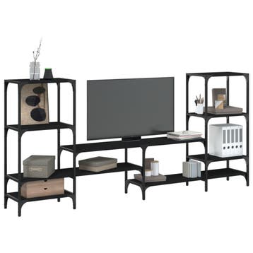 vidaXL Tv-meubel 206,5x28,5x95 cm bewerkt hout zwart, Verzenden, Nieuw, Overige houtsoorten