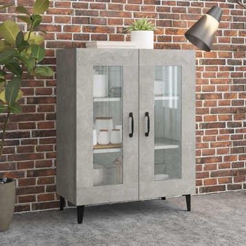 vidaXL Dressoir 69,5x34x90 cm bewerkt hout betongrijs, Huis en Inrichting, Kasten | Dressoirs, Verzenden, Nieuw, 50 tot 100 cm