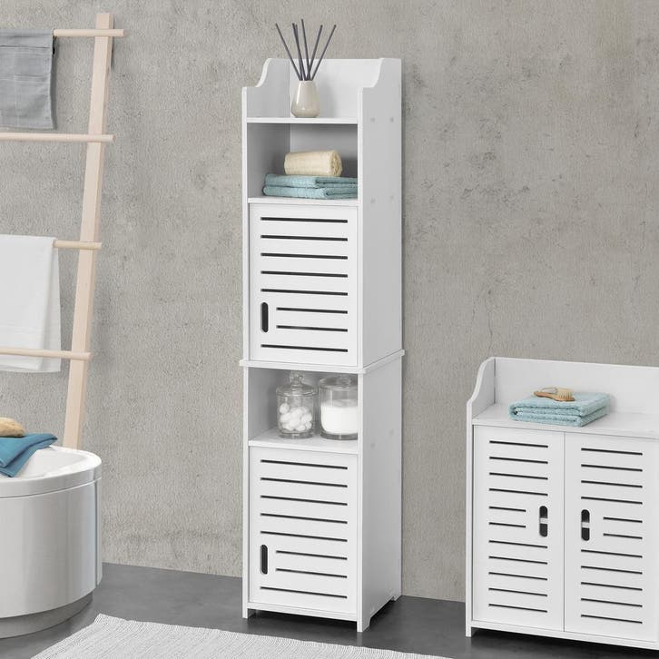 Badkamerkast Mora kolomkast HKC 135x32x32 cm wit, Huis en Inrichting, Badkamer | Badkamermeubels, Verzenden