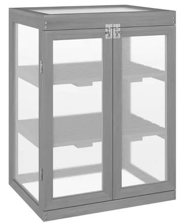 Stijlvolle Mini Kas Donkergrijs 2 Houten Deuren 58x44x78cm, Tuin en Terras, Kassen, Verzenden, Nieuw