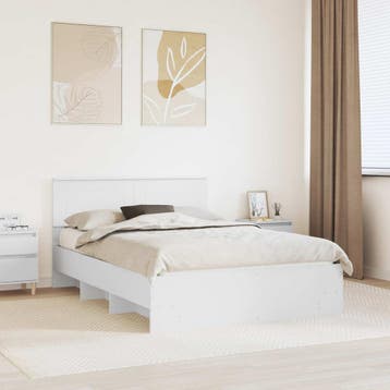 vidaXL Bedframe met hoofdeinde Wit 160 x 200 cm Bewerkt hout, Verzenden, Nieuw, Wit, Hout
