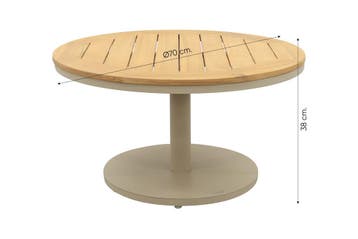Canto ronde bijzettafel Ø70 cm. - Latte/Teak, Verzenden, Nieuw, Rond, Hout