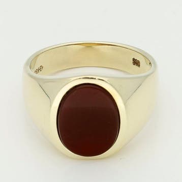 Ring - 14 karaat Geel goud - Agaat, Nieuw