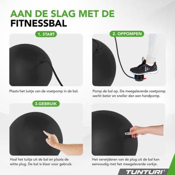 Tunturi Anti Burst Fitness bal met Pomp - Yoga bal 65 cm -, Ophalen of Verzenden, Nieuw