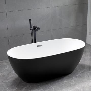 Vrijstaand bad Silvan 180x81x58cm bi-color mat zwart/ wit, Verzenden, Nieuw