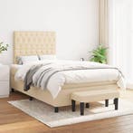 vidaXL Boxspring met matras stof crèmekleurig 120x200 cm, Verzenden, Nieuw, Twijfelaar, 120 cm
