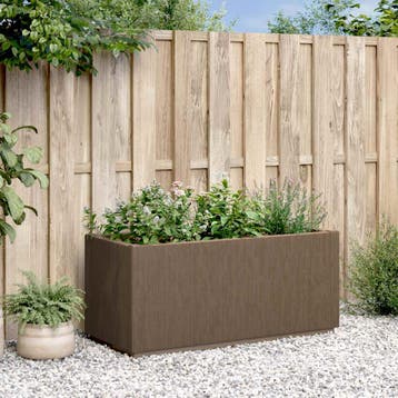 vidaXL Tuinbloembak Bruin 80 x 36 x 35 cm PP, Verzenden, Nieuw, Minder dan 60 cm, 30 tot 60 cm