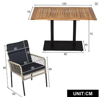Tuin Eettafelset 5-delig – Acaciahout en Polyrattan 4p, Verzenden, Nieuw