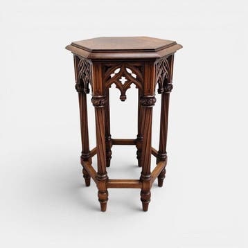 Neogotische Sokkeltafel - Piëdestal - Hexagoon - Bijzettafel