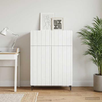 vidaXL Dressoir Wit 66 x 34,5 x 92 cm Bewerkt hout, Huis en Inrichting, Kasten | Dressoirs, Verzenden, Nieuw, Overige houtsoorten