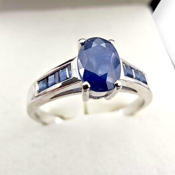 Zonder minimumprijs - Ring Zilver - saffier, Nieuw
