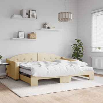 vidaXL Slaapbank met onderschuifbed en matrassen 90x200 cm, Huis en Inrichting, Slaapkamer | Bedden, 90 cm, Eenpersoons, Verzenden