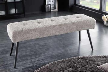 Design bank BOUTIQUE 100cm champagne grijs Boucle zwart, Huis en Inrichting, Ophalen of Verzenden, Nieuw