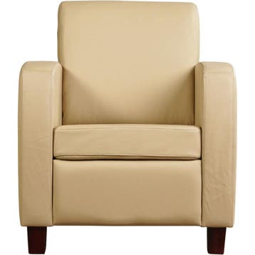 Leren fauteuil Joy - Toledo Kalahari (bruin) - Poten hout, Nieuw, Ophalen of Verzenden, Eigentijds, Klassiek, Modern, 50 tot 75 cm