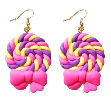 Fako Bijoux - Oorbellen - Lolly Met Strikje - 25x55mm -, Verzenden, Nieuw