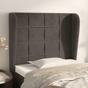 vidaXL Hoofdbord met randen 93x23x118/128 cm fluweel, Verzenden, Nieuw, Grijs, Stof