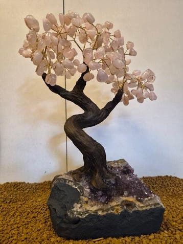Rozekwarts bonsai - Hoogte: 42 cm - Breedte: 33 cm- 5 kg