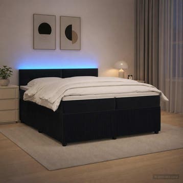 vidaXL Boxspringbed met matras Zwart 200 x 200 cm Fluweel, Verzenden, Zwart, Stof, Nieuw
