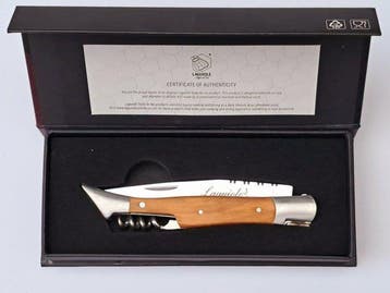 Laguiole - Corkscrew with Pocket Knife - Olive Wood - style