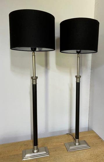 Tafellamp (2) - XL Statige tafel lampen zwart/zilverkleurig