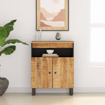 vidaXL Dressoir met 2 deuren 60x33x75 cm massief mangohout, Verzenden, Nieuw, Overige houtsoorten, Minder dan 50 cm