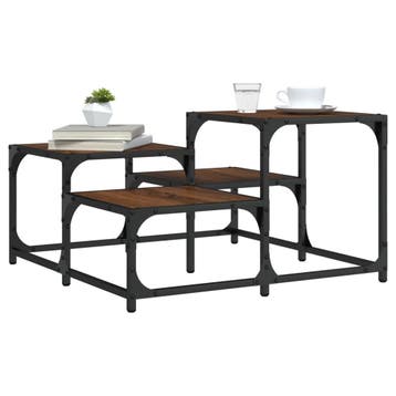 vidaXL Salontafel 68x68x40 cm bewerkt hout bruin eikenkleur, 50 tot 100 cm, Verzenden, Vierkant, Nieuw