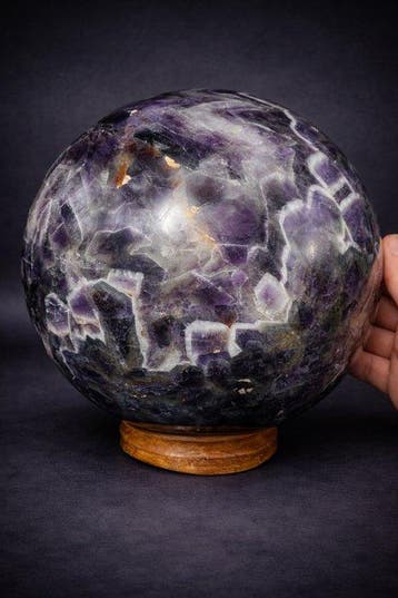 Grote Chevron Amethist Kristallen Bol – Ø 210 mm centerstuk-, Verzamelen