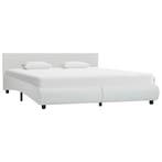 vidaXL Bedframe met LED kunstleer wit 160x200 cm, Overige materialen, Verzenden, Wit, 200 cm