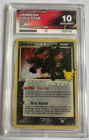 Pokémon - 1 Graded card - Umbreon 17/17 Gold Star Promo, Nieuw