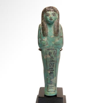 Oud-Egyptisch Faience Shabti ingeschreven bij de Koninklijke, Antiek en Kunst