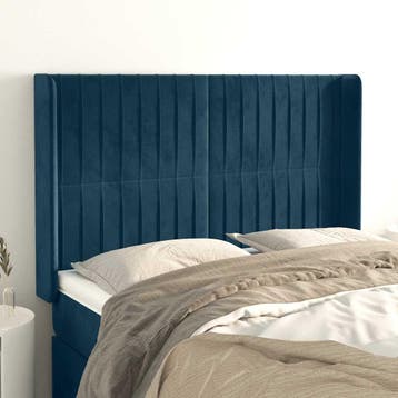 vidaXL Hoofdbord met randen 147x16x118/128 cm fluweel, Huis en Inrichting, Verzenden, Nieuw, Blauw, Stof