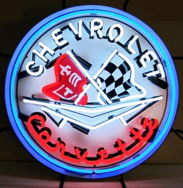 Chevrolet Corvette Neon Verlichting 60 cm - Blauw, Rood, Wit, Gebruikt