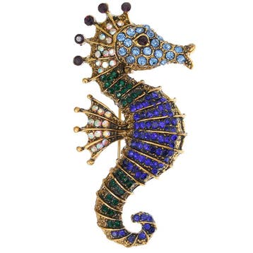 Fako Bijoux - Broche - Zeepaardje - 58x30mm - Blauw, Verzenden, Nieuw