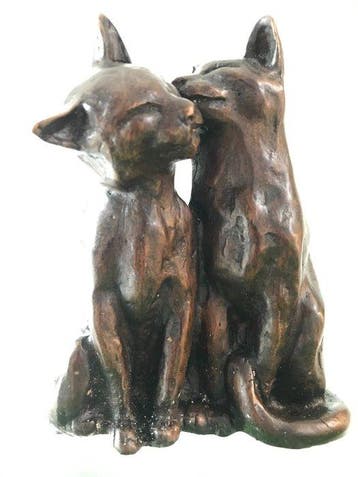 Two Cats Cuddling - Figuur - Brons