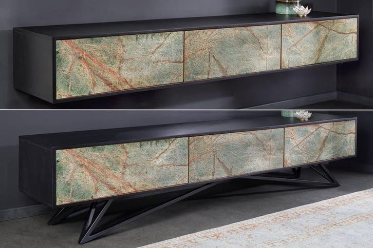 Massief houten TV-lowboard MOUNTAIN SOUL 200cm echte, Huis en Inrichting, Kasten | Televisiemeubels, Ophalen of Verzenden