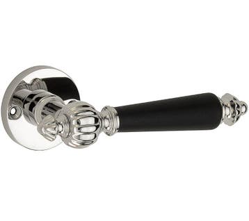Deurklink op ongeveerd rozet Nouveau/Elegant glans nikkel, Doe-het-zelf en Verbouw, Deuren en Horren, Verzenden, Nieuw