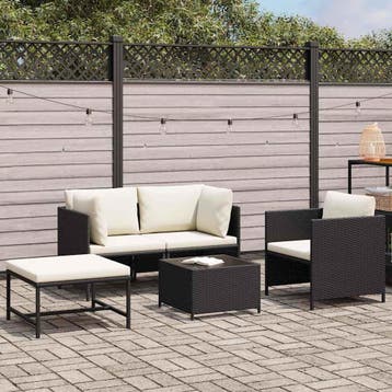 Modulaire Tuinbank Set | Zwart | Laatste Stuk!, 4 zitplaatsen, Hocker, Ophalen of Verzenden, Zo goed als nieuw
