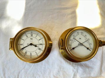 Scheepsklok Thermometer & Hygrometer (2) - Koper, Glas -