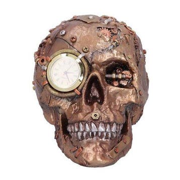 sculptuur, Steampunk Skull Clock Sculpture – Industrial