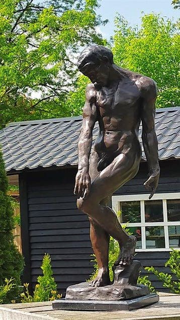 sculptuur, adam bronzen sculptuur - 88 cm - bronze marble, Antiek en Kunst