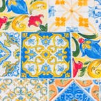 BA176 - Majolika-stof - Patchwork van Mediterrane tegels -