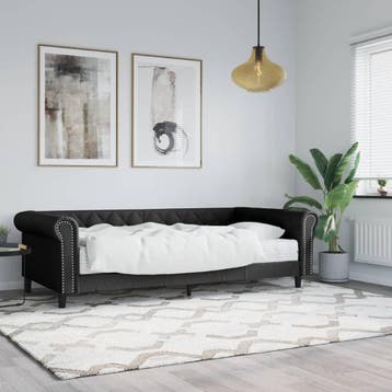 vidaXL Slaapbank met matras 90x200 cm kunstleer zwart, Overige materialen, 90 cm, Eenpersoons, Verzenden